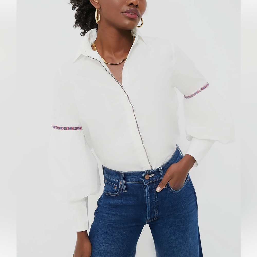 THE SHIRT BY ROCHELLE BEHRENS White Trim Molly Shirt